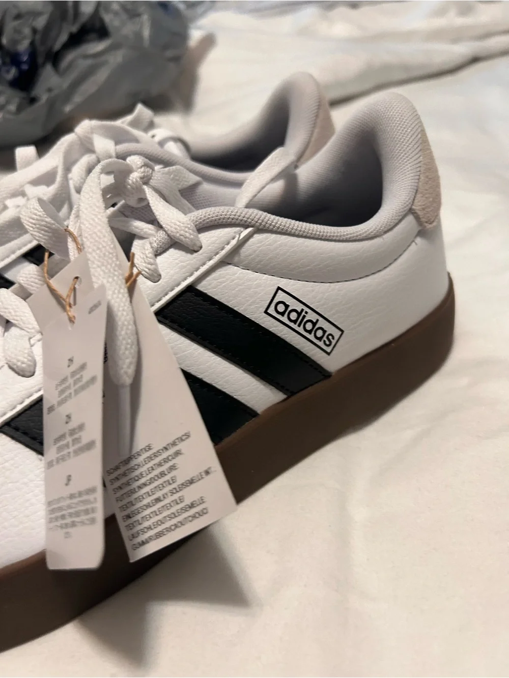 adidas White and Black VL Court 3.0 Low-Top Sneakers